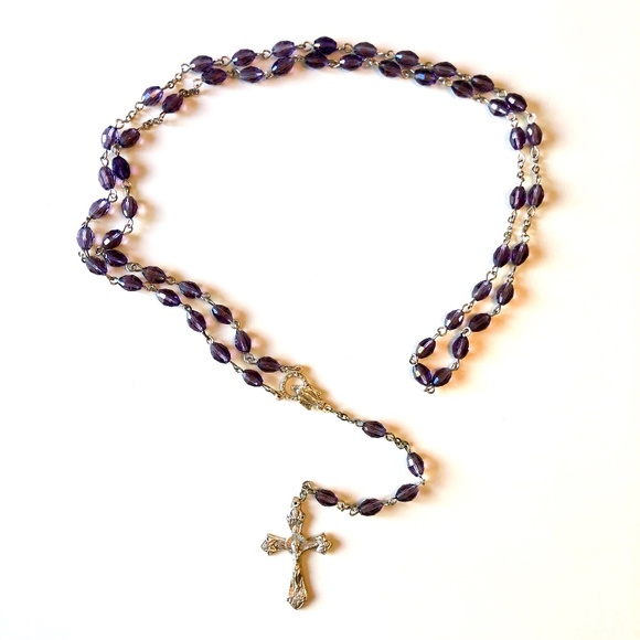 Rosary Beads - Dark Purple Oval - Picture 2 of 5